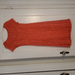 RN studio by Ronnie Nicole size 6 coral lace capsleeve dress